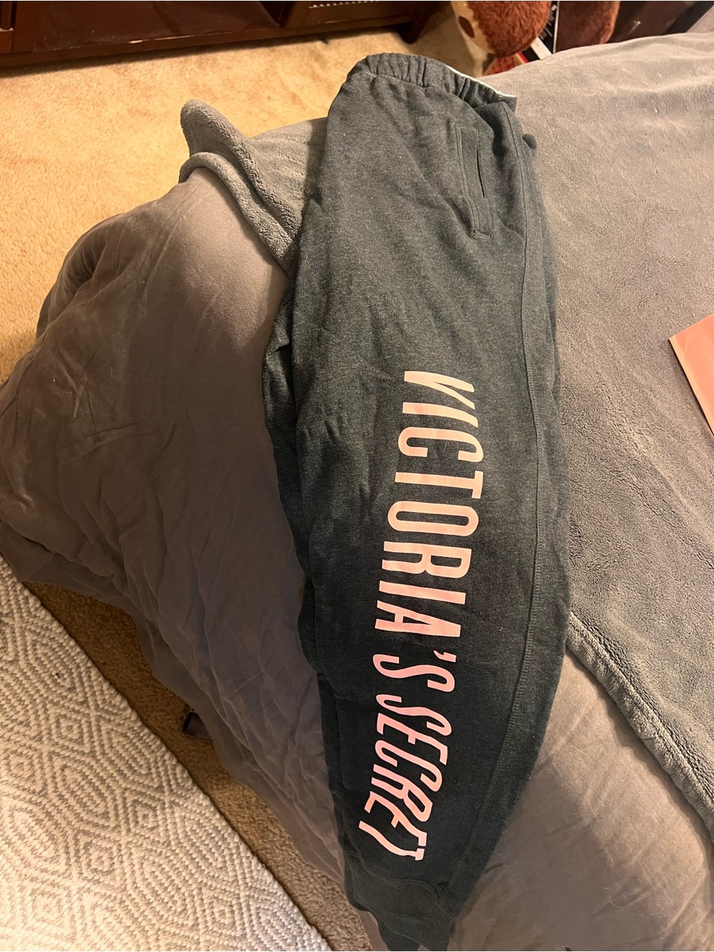Victoria's Secret Charcoal Sweatpants with Pink Logo